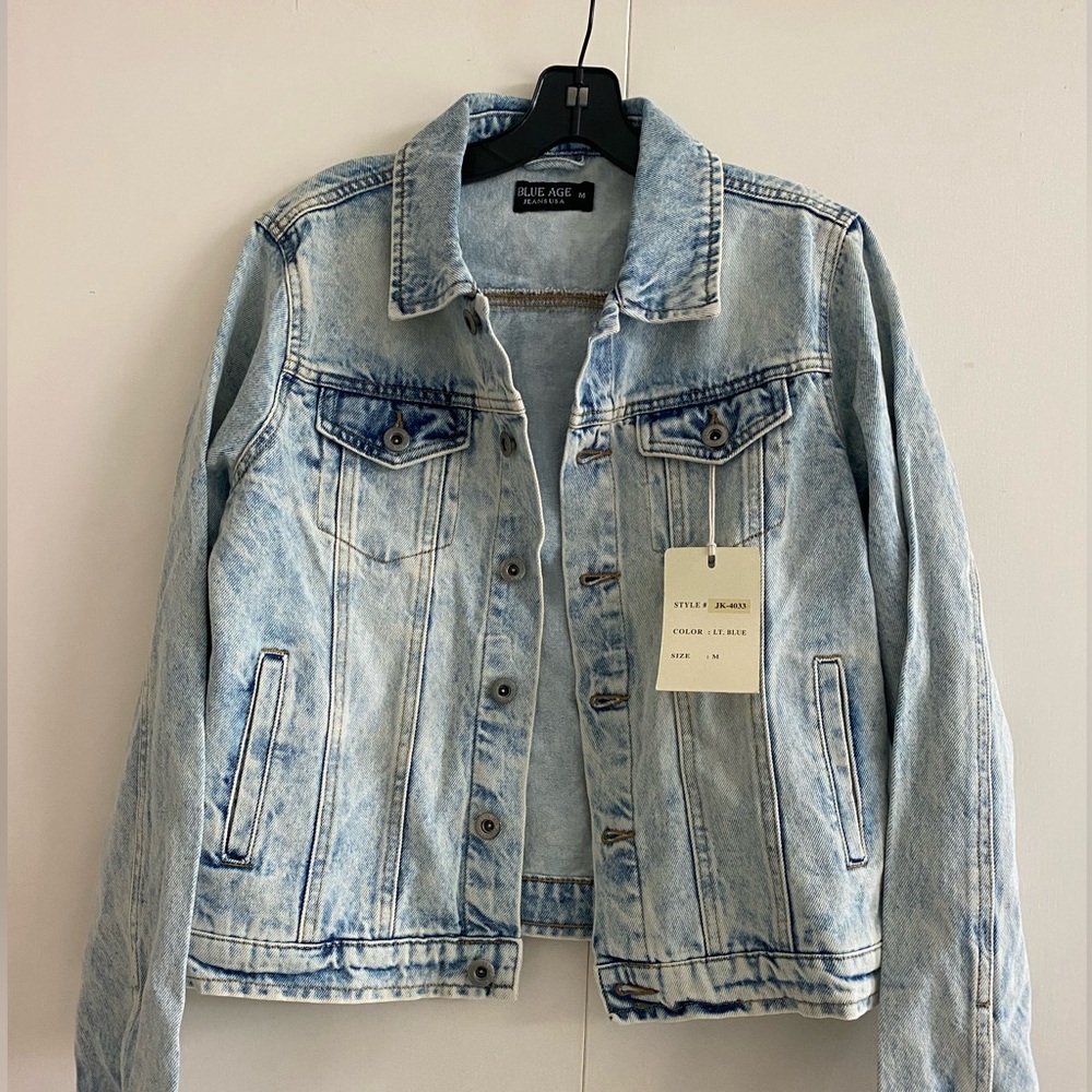 Brand new Blue Age Denim Jacket, size: Medium, light blue wash, NWT